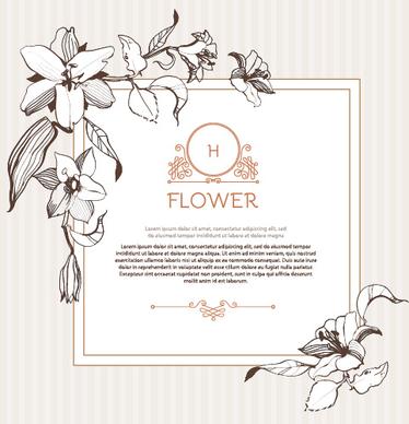 hand drawn flower vintage frame vector