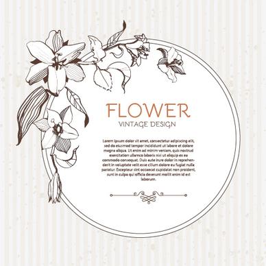 hand drawn flower vintage frame vector