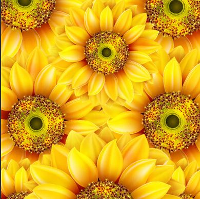 realistic sunflowers vector seamless pattern