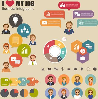 business people working vector templates set