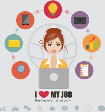 business people working vector templates set