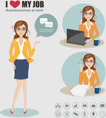 business people working vector templates set