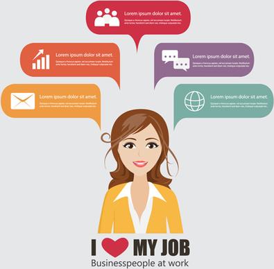 business people working vector templates set