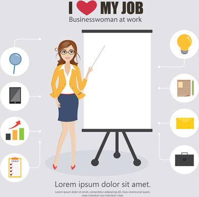 business people working vector templates set