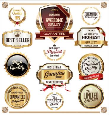 luxury gold premium quality labels vector