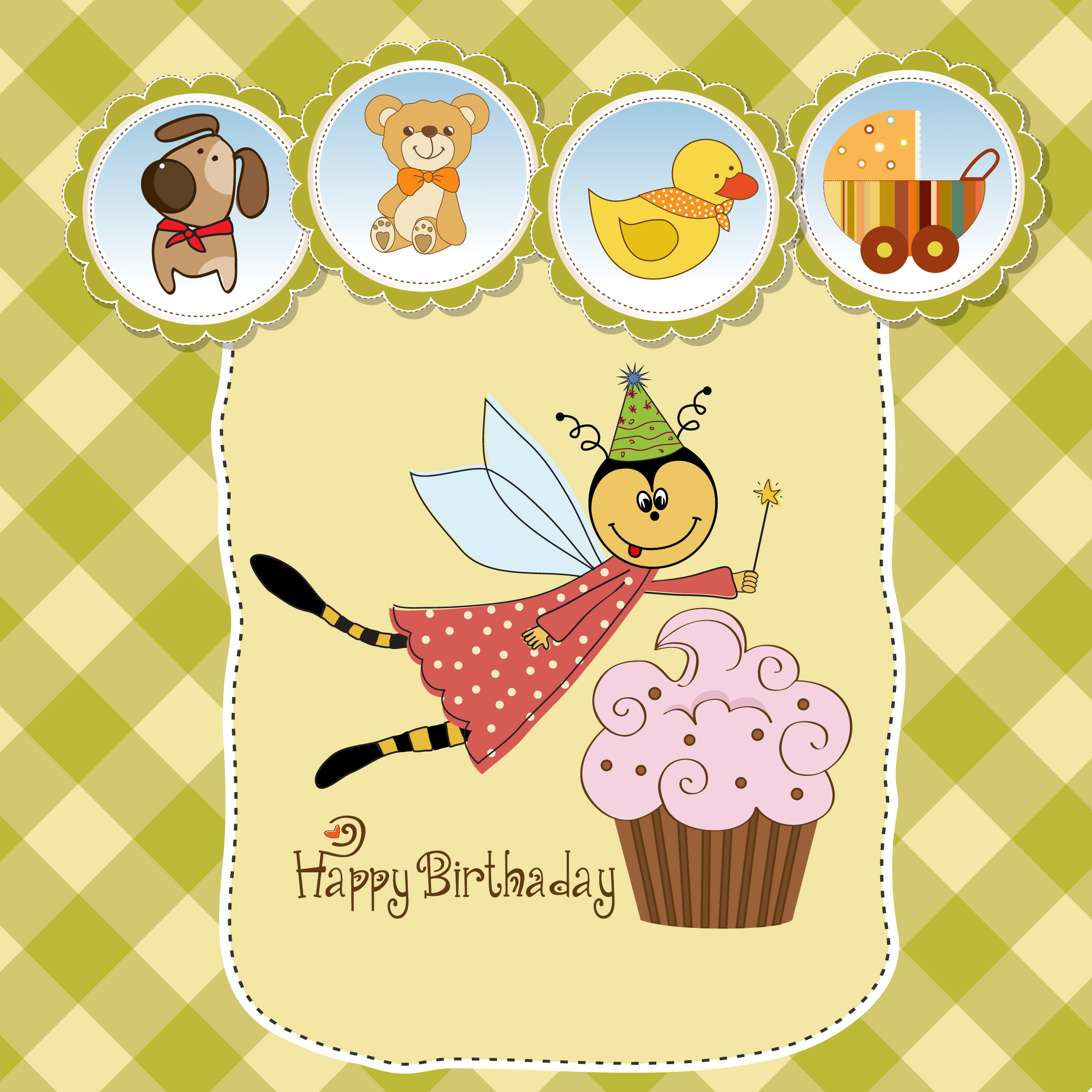 cute cartoon style children card design vector