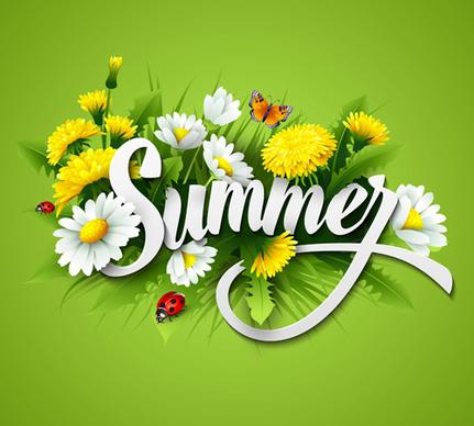 exquisite butterflies with flowers summer vector background