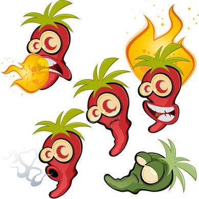 hot chili peppers funny cartoon vectors