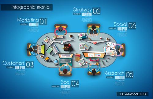 infographics teamwork business template vector