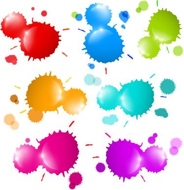 colorful blot spatter vector design set