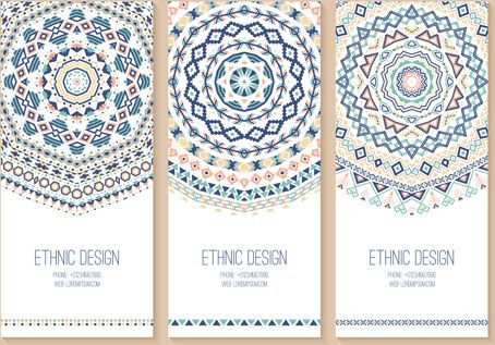 ethnic pattern cards design vectors