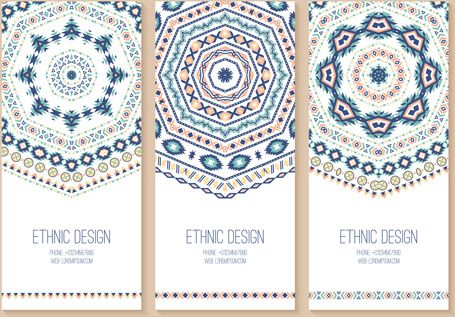 ethnic pattern cards design vectors