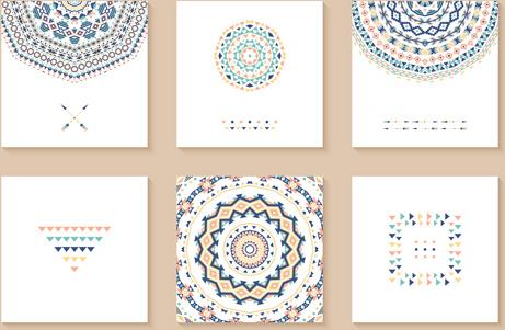 ethnic pattern cards design vectors