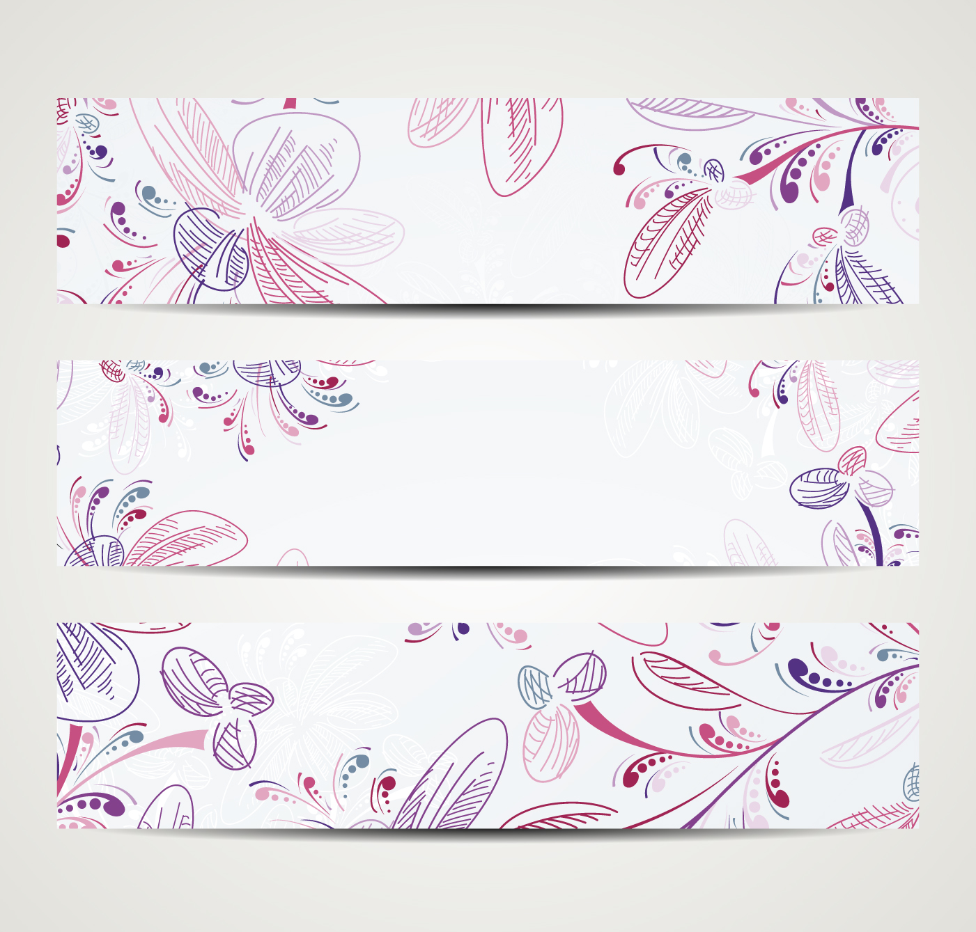 elegant vintage floral banners vector set