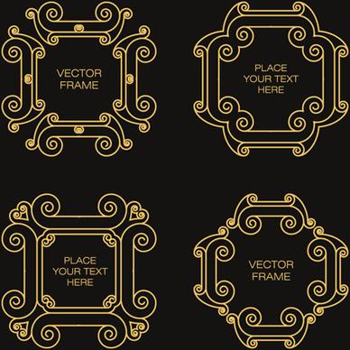 gold deco frame beautiful vector set