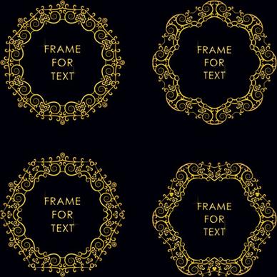 gold deco frame beautiful vector set