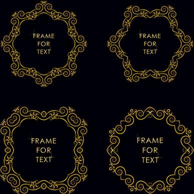 gold deco frame beautiful vector set