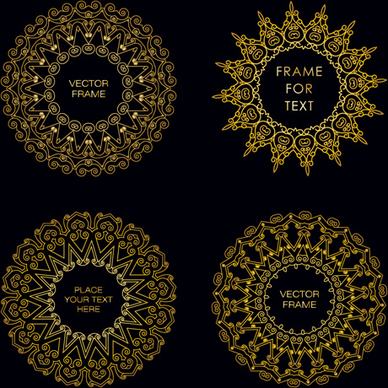 gold deco frame beautiful vector set