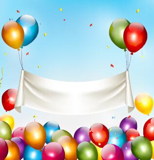 happy birthday colorful balloons art background vector