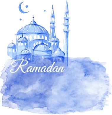 watercolor drawing ramadan kareem vector background