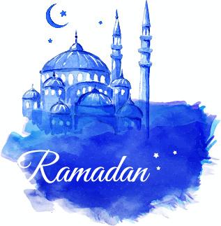 watercolor drawing ramadan kareem vector background