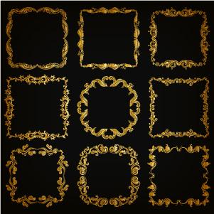 royal golden frame vectors set