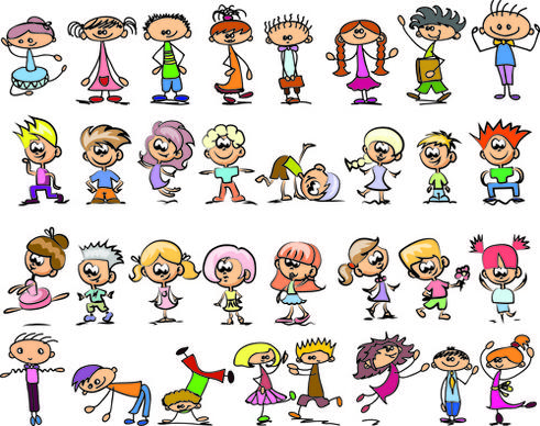 cute children cartoon styles vector