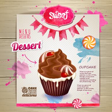 dessert sweet menu design vector