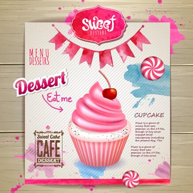 dessert sweet menu design vector