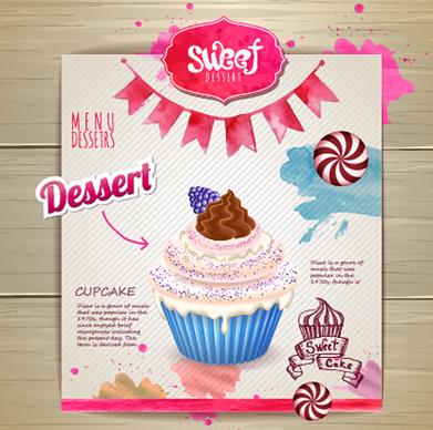 dessert sweet menu design vector