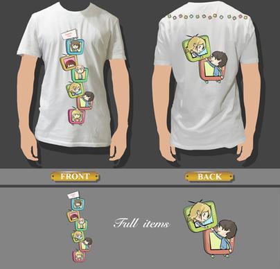 t shirt front and back creative design vector set