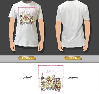 t shirt front and back creative design vector set