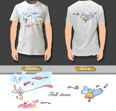 t shirt front and back creative design vector set