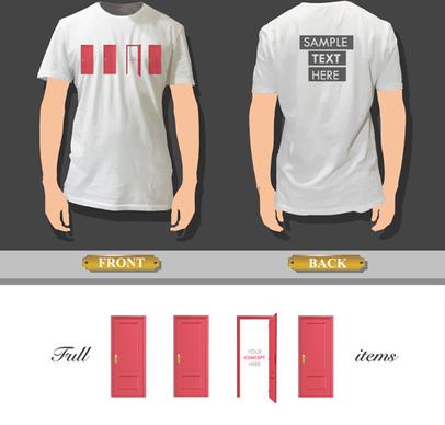 t shirt front and back creative design vector set