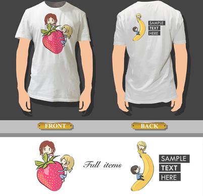 t shirt front and back creative design vector set