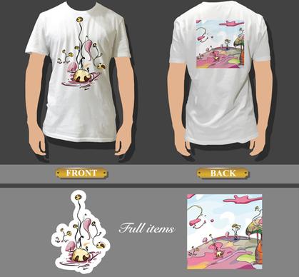 t shirt front and back creative design vector set