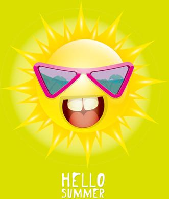 funny sun cartoon summer vector background