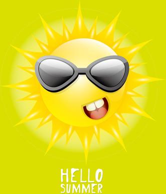 funny sun cartoon summer vector background