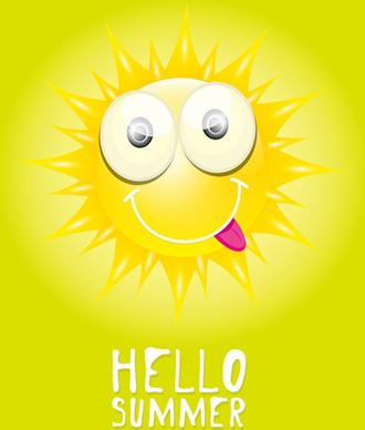 funny sun cartoon summer vector background