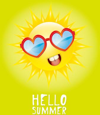 funny sun cartoon summer vector background