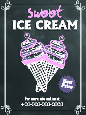 ice cream vintage poster vector