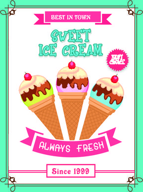 ice cream vintage poster vector