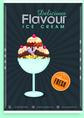 ice cream vintage poster vector