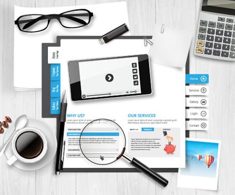 work desktop template design vector