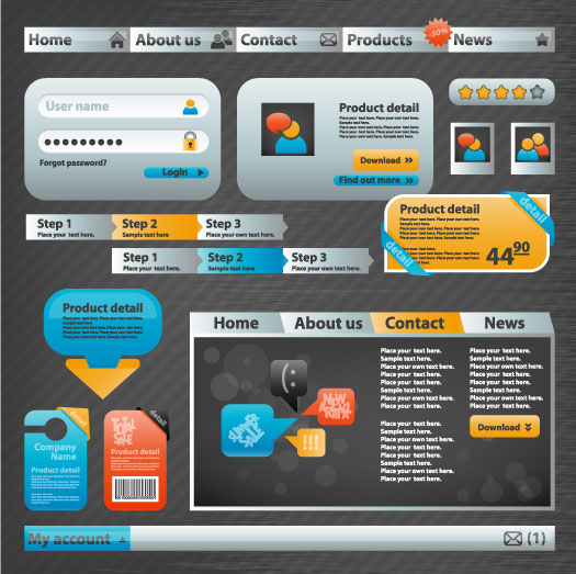 common web design kit vector