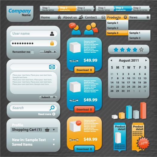 common web design kit vector