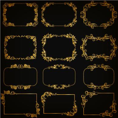 gold frame shiny vector set