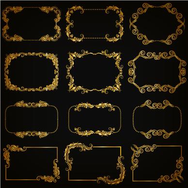 gold frame shiny vector set