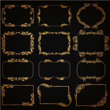 gold frame shiny vector set