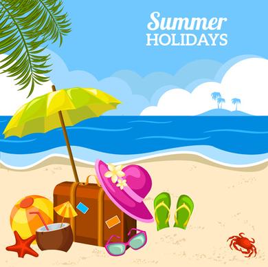 summer holiday happy beach background vector